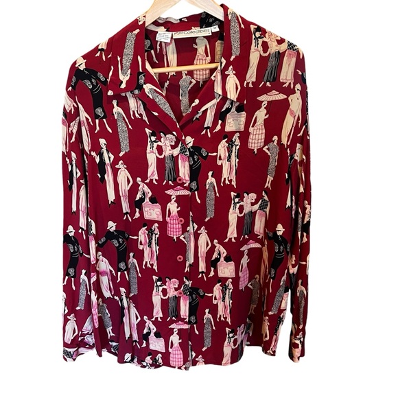 JH Collectibles Tops - Vtg JH Collectibles 100% Silk Long Sleeve Blouse Size 12 Novelty